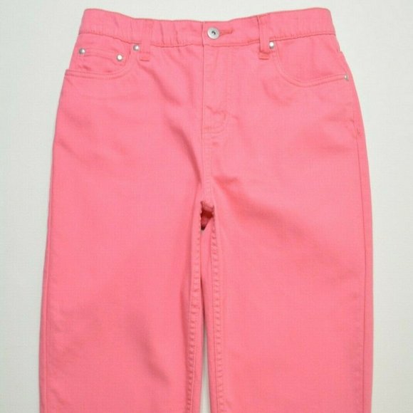 Denim & Co Size 4 Womens‎ Coral PINK Cropped STRETCH Capri ELASTIC Waist JEANS - Picture 1 of 7